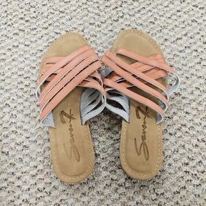 Seven 7 Women’s Size 6 Babylon Slide Sandals Coral Slip On Cross Over